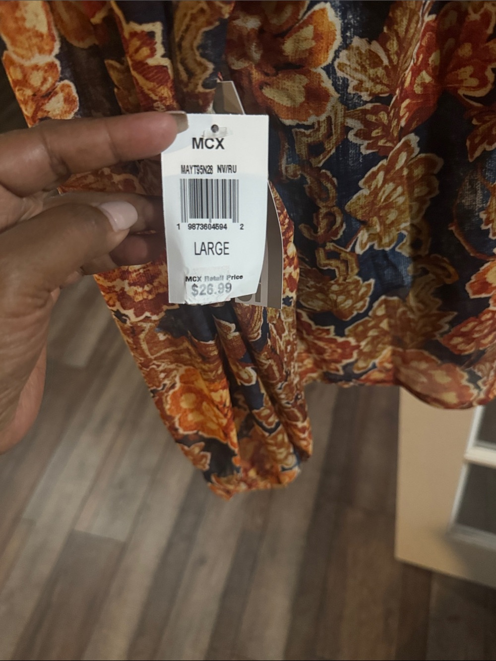 Sheer Floral Open-Front Tunic - Rust Multi - Picture 5 of 5